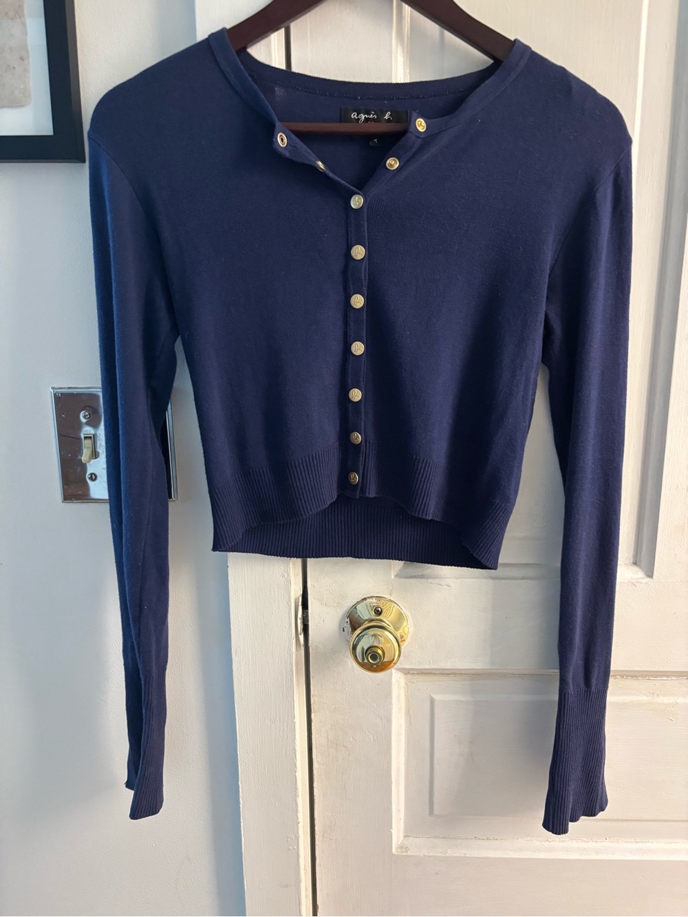 Agnes B Blue Cardigan Sweater, size XS